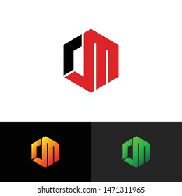 Letter JM hexagon simple logo icon design vector
