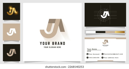 Letter JM or JA monogram logo with business card design