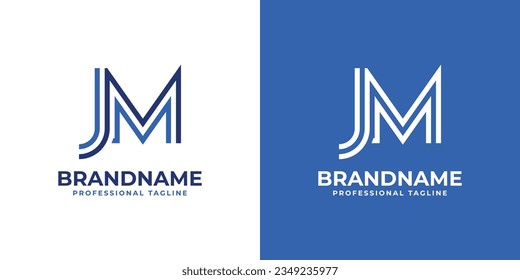 Logotipo de Monograma de la línea JM, adecuado para negocios con las iniciales JM o MJ.
