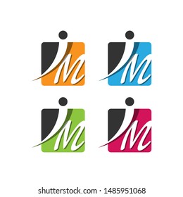 letter JM logo design vector