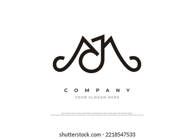 Letra JM Logotipo o MJ Monograma Vector de diseño