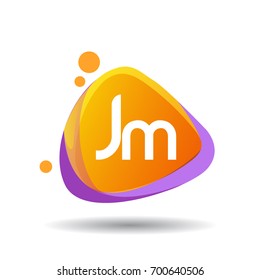Letter JM logo in triangle splash and colorful background, letter combination logo design for creative industry, web, business and company.