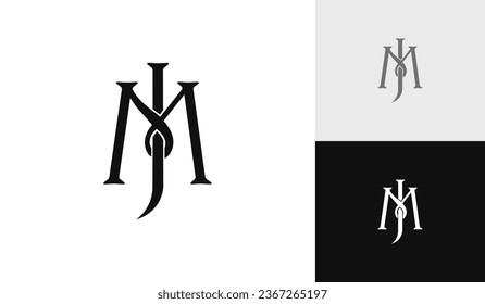 Letter JM or MJ initial monogram logo design