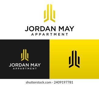 Letter JM monogram building apartment logo design.
