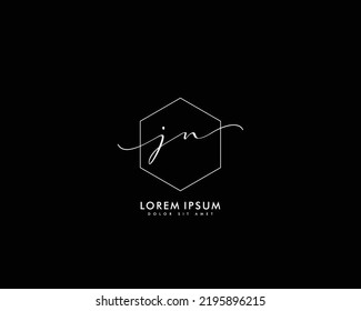 Letter JN Initial handwriting logo with signature and hand drawn style.