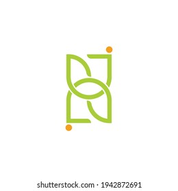 letter jn natural leaf geometric logo vector