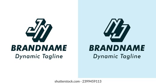 Letra JN y logotipo de monograma 3D de NJ. Adecuado para negocios con las iniciales de JN o NJ