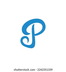 letter jp blue wave  curves smooth logo vector 