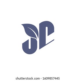 Letter JP with leaf logo icon design template elements,letter font nature leaf logo design