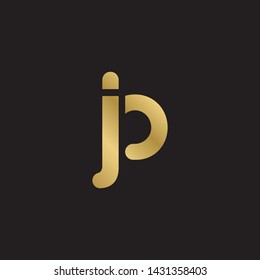 Letter jp linked lowercase logo design template elements. Gold letter Isolated on black  background. Suitable for business, consulting group company.