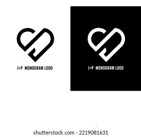 Letter JP Logo Icon Template. Simple J+P Monogram Logo. PJ Logo Vector Illustration