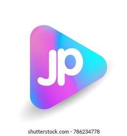 Letter JP logo in triangle shape and colorful background, letter combination logo design for business and company identity.
