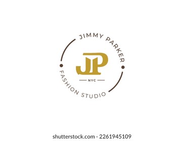 Letter JP logo vintage style design concept. Initial symbol for brand corporate business identity. Alphabet vector elements