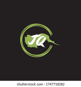 Icono de logotipo JQ letra planilla de diseño de vectores y plano.
