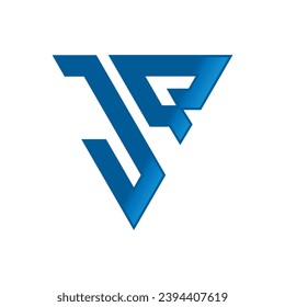 Diseño del logotipo del triángulo de la carta JQ