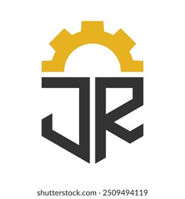 Letter JR Gear Logo Design for Service Center, Repair, Factory, Industrial, Digital and Mechanical Business
