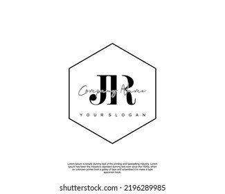 Letter JR Initial handwriting logo with signature and hand drawn style.