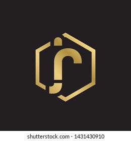 Letter jr linked lowercase logo design template elements. Gold letter Isolated on black  background. Suitable for business, consulting group company.