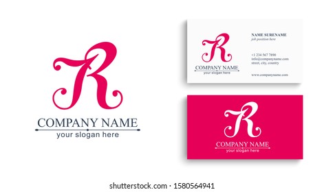 Letter JR logo or monogram. blank for business card. For your business. Vector sign.