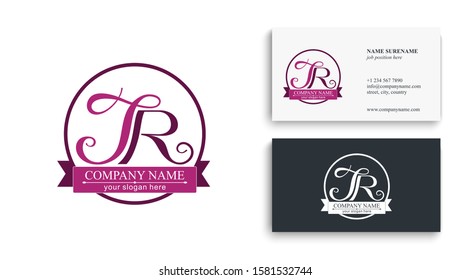 Letter JR logo or monogram. blank for business card. For your business. Vector sign.