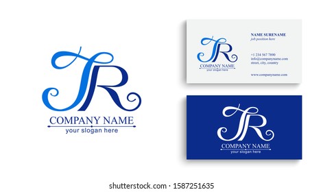Letter JR logo or monogram. blank for business card. For your business. Vector sign.