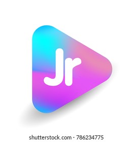 Letter JR logo in triangle shape and colorful background, letter combination logo design for business and company identity.
