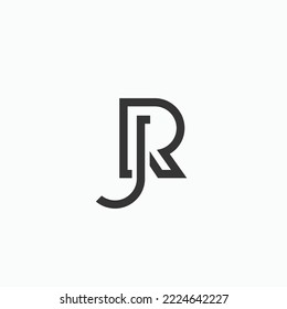 Letter JR R J simple line modern logo design vector illustration