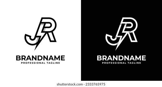 Letter JR Thunderbolt Logo, suitable for any business with JR or RJ initials.