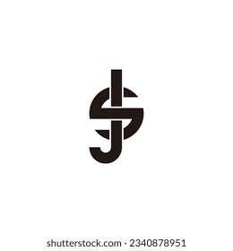 Geometrisches Symbol des Buchstabens Js mit einfachem Logo, Vektorgrafik