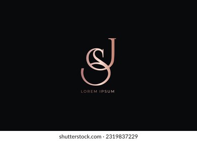 Letter js fashion brand design modern style creative golden wordmark design typography illustration, js rose gold lettering, js luxury logo