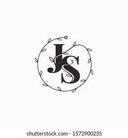 Letter JS leaf icon logo design concept, floral logo icon sign. Vector illustration
