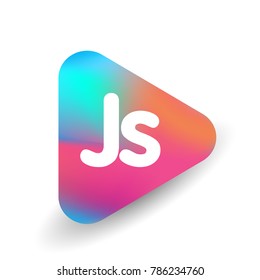 Letter JS logo in triangle shape and colorful background, letter combination logo design for business and company identity.
