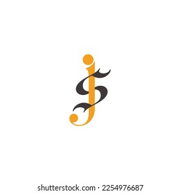 letter js simple linked curves colorful logo vector
