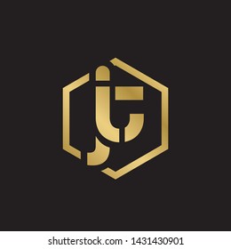Letter jt linked lowercase logo design template elements. Gold letter Isolated on black  background. Suitable for business, consulting group company.