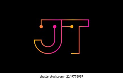 Diseño del logotipo de la carta JT. Vector de diseño de monograma del logotipo JT