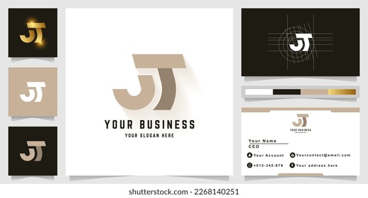 Letter JT or ST monogram logo with business card design