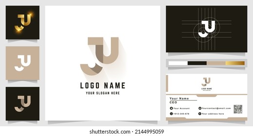 Letter JU oder JN Monogramm-Logo mit Visitenkartendesign
