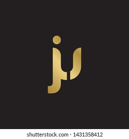 Letter ju linked lowercase logo design template elements. Gold letter Isolated on black  background. Suitable for business, consulting group company.