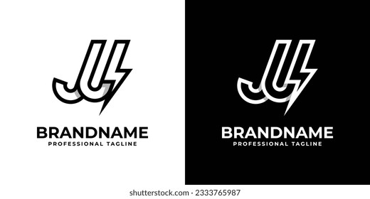 Letter JU Thunderbolt Logo, suitable for any business with JU or UJ initials.