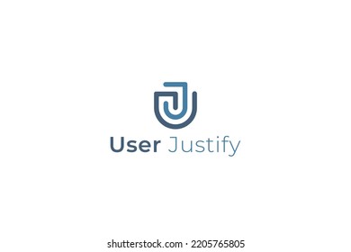 Letra ju o uj línea creativa arte moderno logotipo tecnológico
