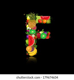 Letter of juicy fruit f