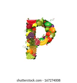 Letter of juicy fruit P