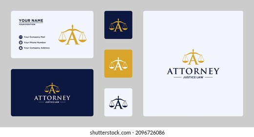 Letter A With Justice Balance Logo Design For Lawyer