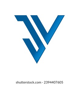 Diseño del logotipo del triángulo de la letra JV