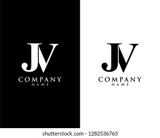 letter jv, vj initial letter company name logo template vector