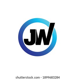 Letter JW circle logo design vector