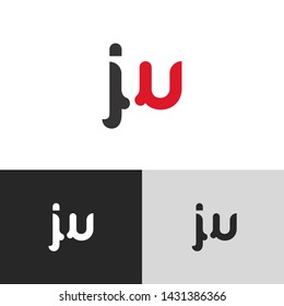 Letter jw linked lowercase logo design template elements. Red letter Isolated on black white grey background. Suitable for business, consulting group company.