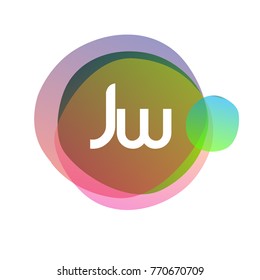 Letter JW logo with colorful splash background, letter combination logo design for creative industry, web, business and company.
