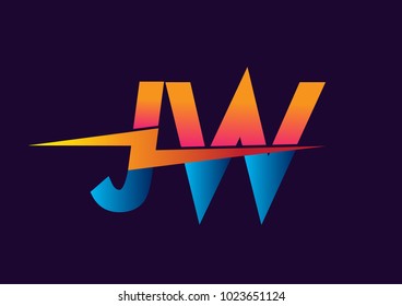 Letter JW logo with Lightning icon, letter combination Power Energy Logo design for Creative Power ideas, web, business and company.