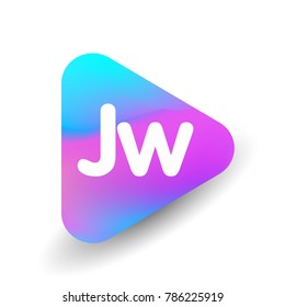 Letter JW logo in triangle shape and colorful background, letter combination logo design for business and company identity.
